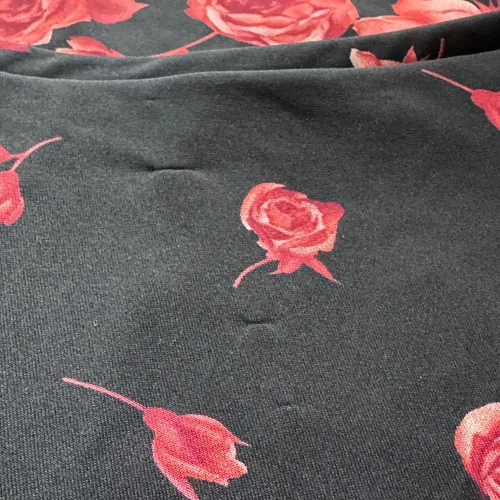 Express Black and Red Floral Pencil Skirt